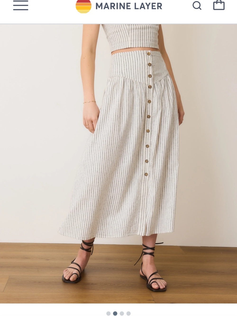 Marine Layer Jade Button Through Skirt